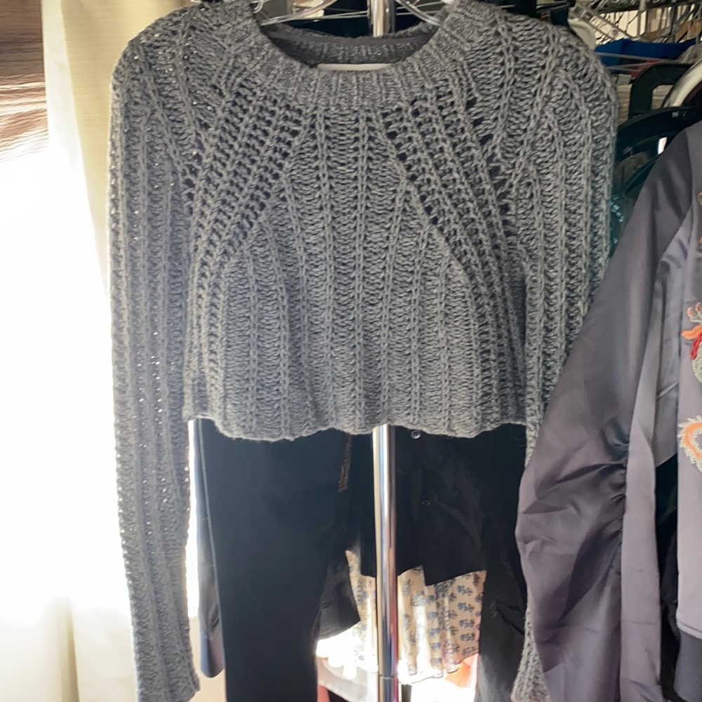 Elizabrth and James crop sweater gray size xs excellent cashmere angora wool
